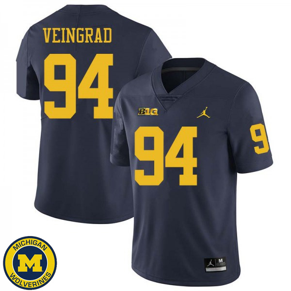 Men's Michigan Wolverines #94 Ryan Veingrad Navy Jordan Brand Embroidery Jersey